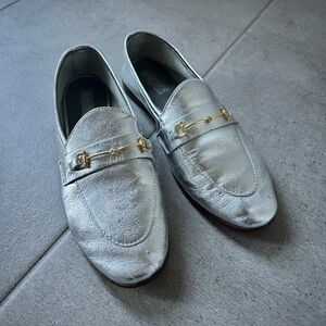 Silver Loafers with Gold Accent